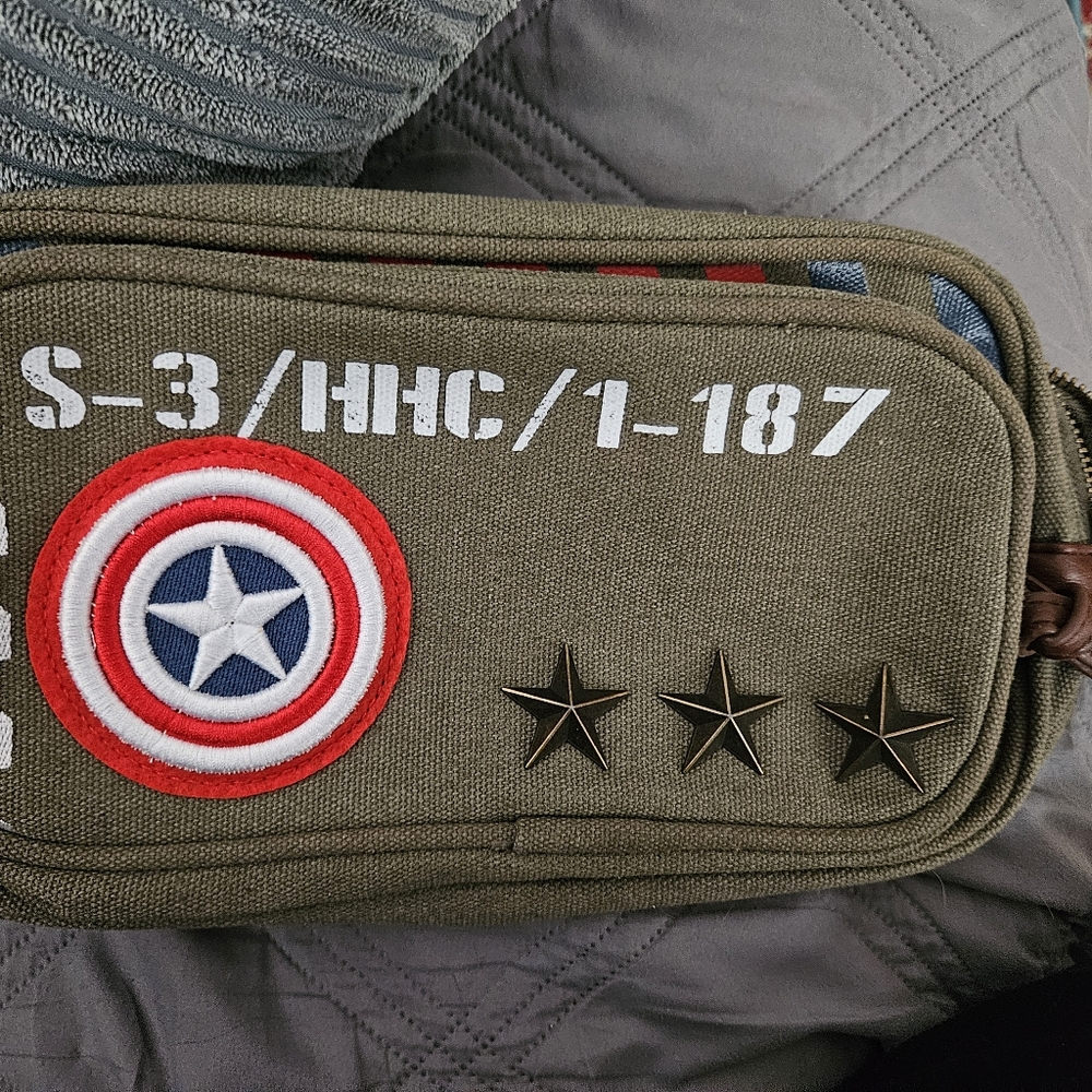 Marvel Olive Green Captain America Bag with Red, White & Blue Patch